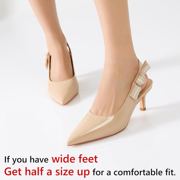 Women's Beige Leather High Kitten Heel Shoes Closed Pointed Toe Dress Pumps - Picture 5 of 9